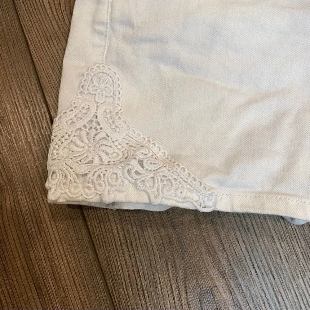 Girls White Lace Inset Justice Shortalls 16